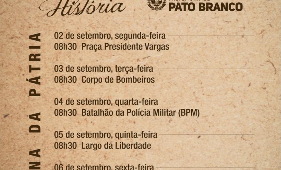 Comemorações da Semana da Pátria Núcleo Regional de Educação participa das Comemorações da Semana da Pátria, juntamente com o Município de Pato Branco